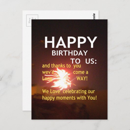 Carte Postale Fête Fireworks avec message Merci (Devant / Derrière)