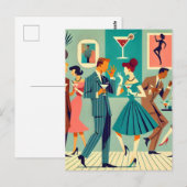 Carte Postale Fête Mid Century Modern La Danse du Martini (Devant / Derrière)