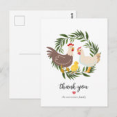 Carte Postale Fête Prénatale pour Bébé Poule de Ferme (Devant / Derrière)