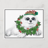Carte Postale Fête Seal pup | Couronne de Noël (Devant)