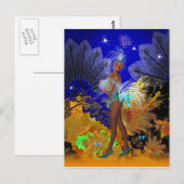 Carte Postale Fête Showgirl En Bleu (Devant / Derrière)