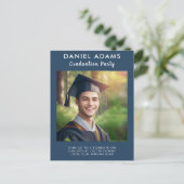 Carte Postale Fête | Simple Navy Blue Border Grad Party (Debout devant)