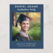 Carte Postale Fête | Simple Navy Blue Border Grad Party (Devant)