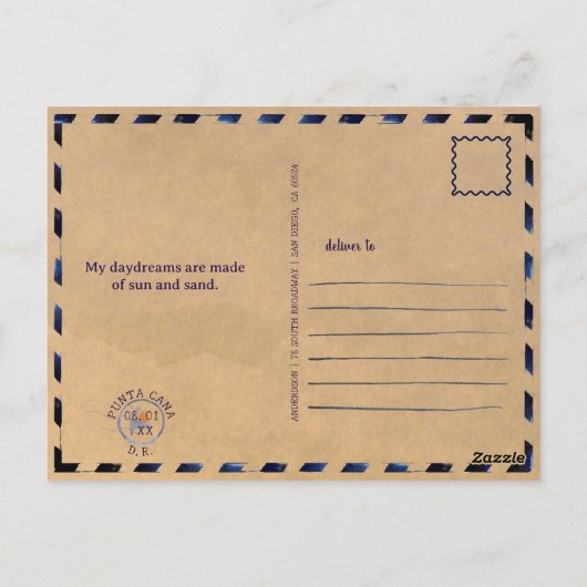 Carte Postale Fête sur la plage de Punta Cana Feuilles de palmie (Dos)