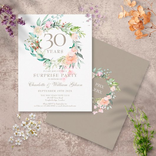Carte Postale Fête surprise pour les 30 ans de mariage Floral