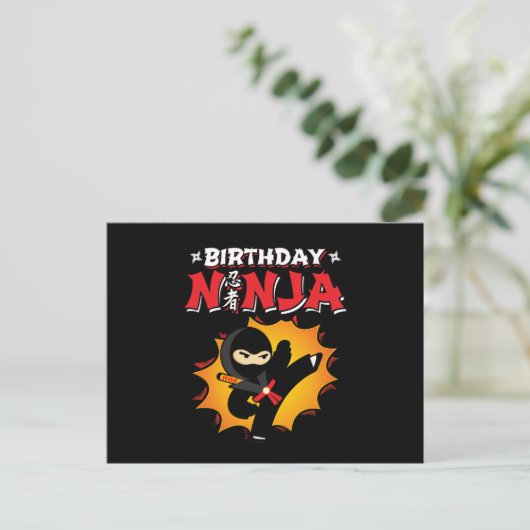 Carte Postale Fête Thème Ninja d'Anniversaire - Conception d'Ann (Debout devant)