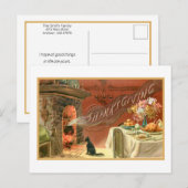 Carte Postale Fête vintage de Thanksgiving et coeur (Devant / Derrière)