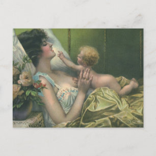 Carte Postale Fête vintage des mères victoriennes, maman avec bé