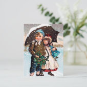 Carte Postale fête vintage Noël enfants Vacances (Debout devant)