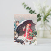 Carte Postale fête vintage Noël enfants Vacances (Debout devant)