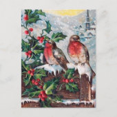Carte Postale fête vintage Noël oiseaux Fête (Devant)