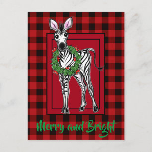 Carte Postale Fête Zebra Holly couronne buffle rouge