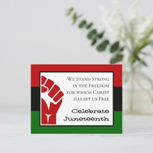 Carte Postale FÊTER JUNETEENTH Power Fist Texte personnalisable (Debout devant)