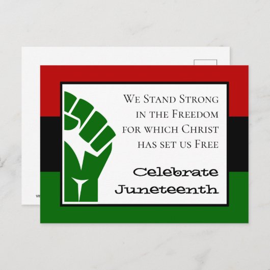 Carte Postale FÊTER JUNETEENTH Texte personnalisable Poing (Devant / Derrière)