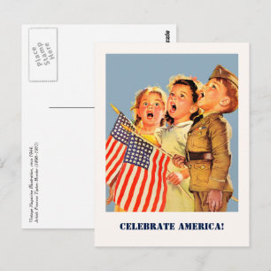 Carte Postale Fêter l'Amérique, 4 juillet art Vintage