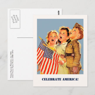 Carte Postale Fêter l'Amérique, 4 juillet art Vintage