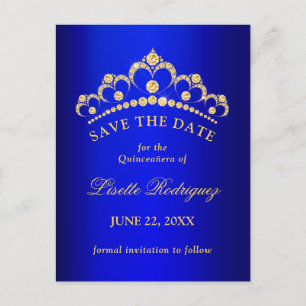 Carte Postale Fêter les 15 ans de la Quinceanera Bleu et Or