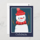 Carte Postale Fêter les fêtes Snowman (Devant / Derrière)