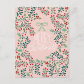 Carte Postale Fêtes de Noël de Holly Berries et Greenery (Devant)