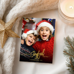 Carte Postale Fêtes de Noël Photo Calligraphie Paillettes Dorées
