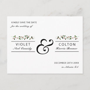 Carte Postale Fêtes d'hiver Mariage Red Berry Enregistrer la dat