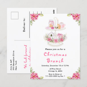 Carte Postale Fêtes Noël Tea Party rose