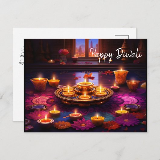 Carte Postale Fêtes radieuses : une célébration de Diwali (Devant / Derrière)