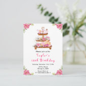 Carte Postale Fêtes Thé de Noël Anniversaire Fête Rose (Debout devant)