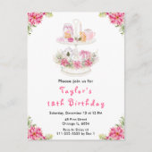 Carte Postale Fêtes Thé de Noël Anniversaire Fête Rose (Devant)