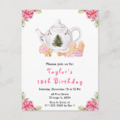 Carte Postale Fêtes Thé de Noël Anniversaire Fête Rose (Devant)