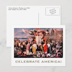 Carte Postale Fêtez l'Amérique. Art 4 juillet