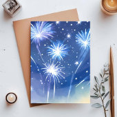 Carte Postale Feu bleu | Couleur d'aquarelle Fête Feu