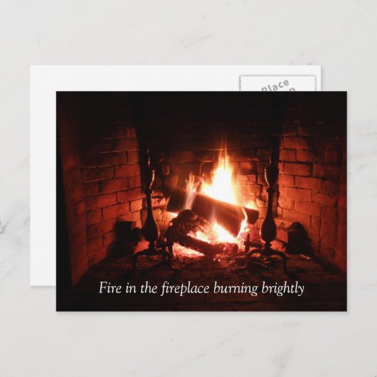 Carte Postale Feu dans la cheminée (Devant / Derrière)