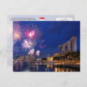 Carte Postale Feu d'artifice à Marina Bay, Singapour (Devant / Derrière)