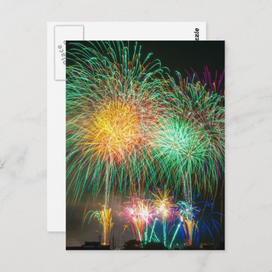 Carte Postale Feu d'artifice coloré (Devant / Derrière)