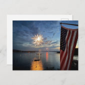 Carte Postale Feu d'artifice et drapeau ! (Devant / Derrière)