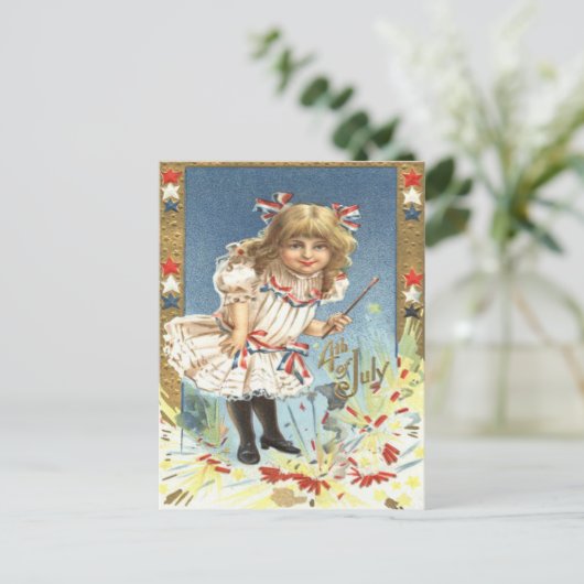 Carte Postale Feu d'artifice Feu d'artifice Étoiles et rayures (Debout devant)