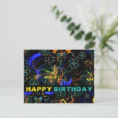 Carte Postale Feu d'artifice Folk Art Anniversaire (Debout devant)