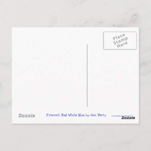Carte Postale Feu d'artifice Rouge Bleu Bleu 'Joyeux 4 Juillet'  (Dos)
