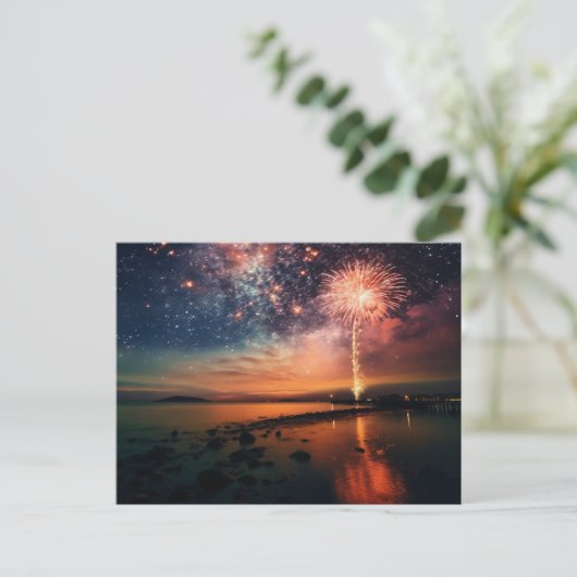 Carte Postale Feu d'artifice Stark Sur La Plage (Debout devant)