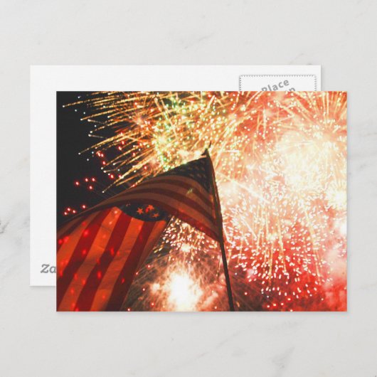 Carte Postale Feu d'artifice sur la quatrième (Devant / Derrière)