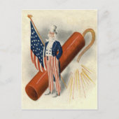 Carte Postale Feu d'artifice Uncle Sam US Drapeau (Devant)