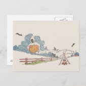 Carte Postale Feu de campagne de chaume à lanterne Jack O'Grim R (Devant / Derrière)