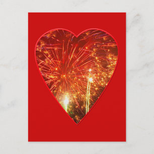 Carte Postale Feu de coeur rouge