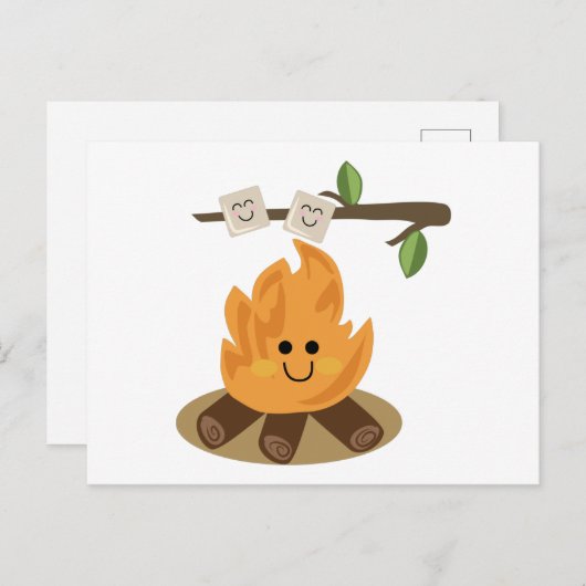 Carte Postale Feu de Marshmallow (Devant / Derrière)