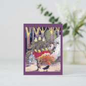 Carte Postale Feu d'Halloween avec ours et Brownies (Debout devant)