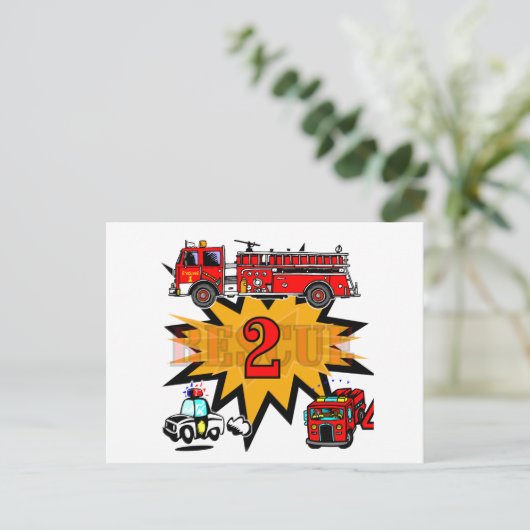 Carte Postale Feu et Secourir 2ème Anniversaire Tshirts et cadea (Debout devant)