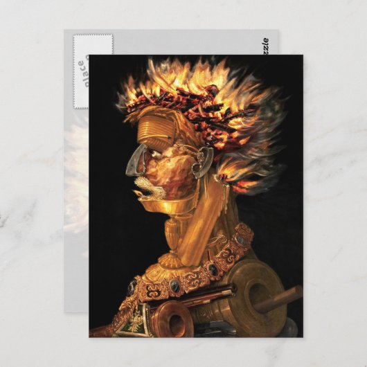 Carte Postale Feu - L'étrange profil d'Arcimboldo (Devant / Derrière)