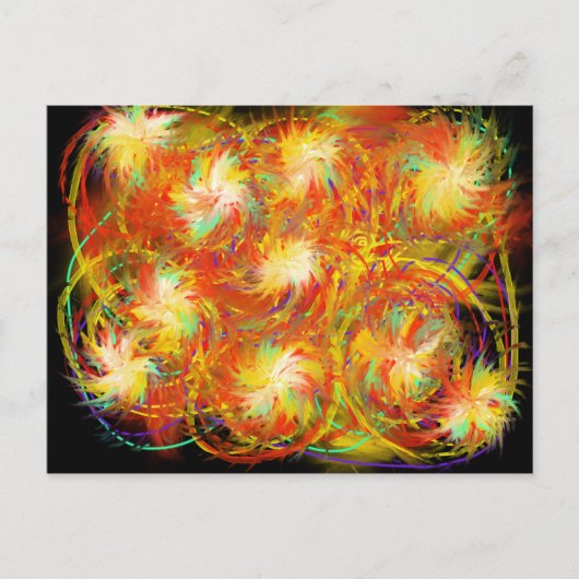 Carte Postale Feu Spirales Funky Colorful flamme Art Abstrait (Devant)