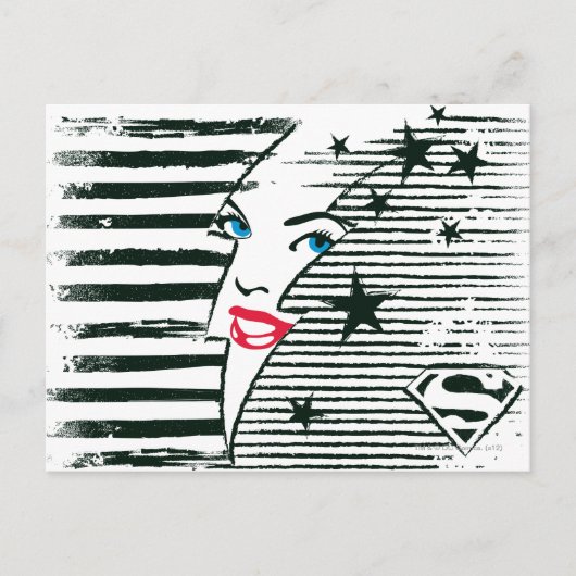 Carte Postale Feu Supergirl avec visage (Devant)